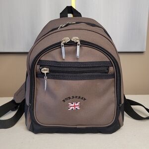 Burberry Gray/Taupe Miniature Backpack With Silver Accents